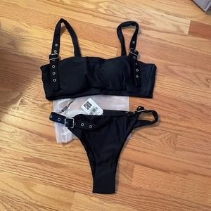 Zaful Black Buckle Bikini